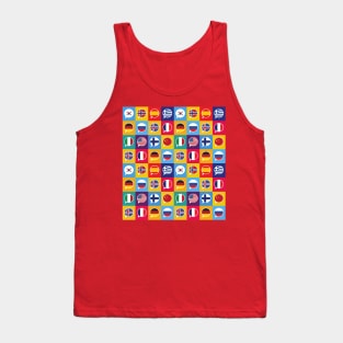 Speech Bubbles with Different Countries Flags in Flat Design Style, Seamless Pattern Tank Top